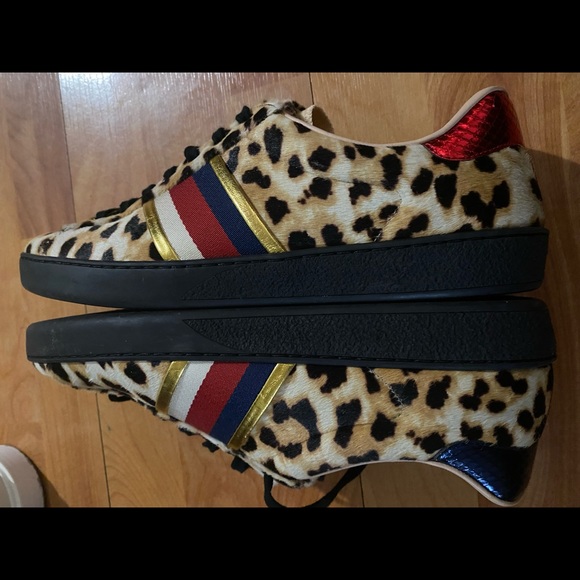 Gucci New Ace Leopard Print Sneakers - Picture 8 of 13
